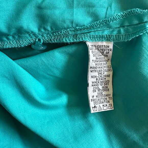 Bob Mackie Wearable Art Sequins Teal Button Down Tunic Top - Woman 3X - Picture 7 of 7